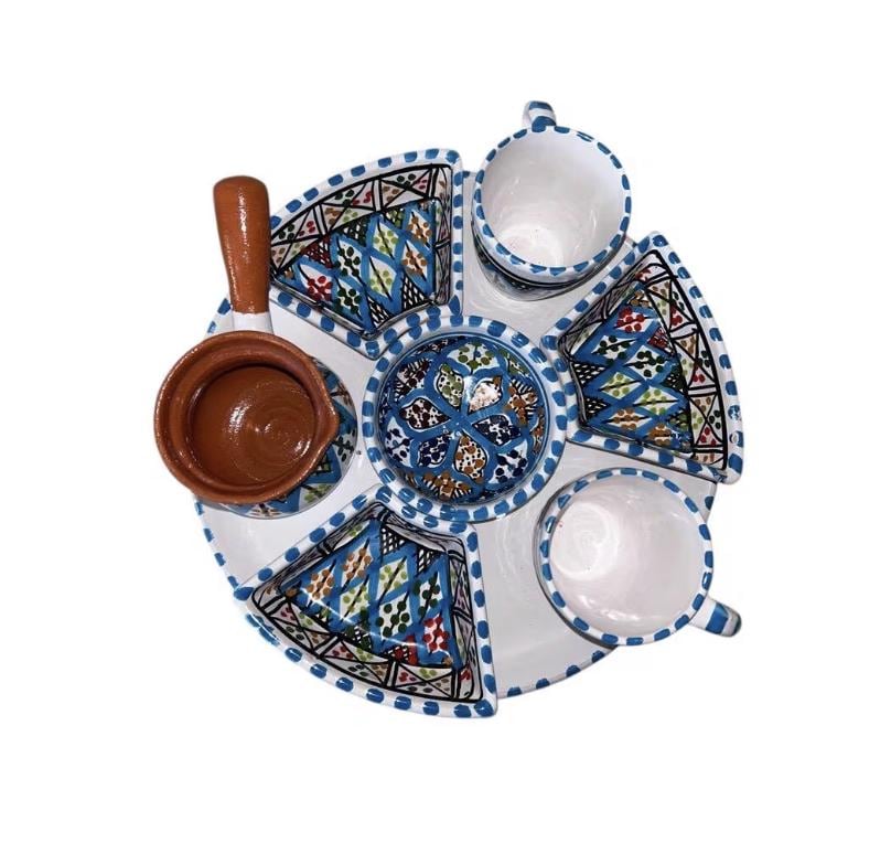 Handmade Tunisian Coffee Set – 8 Piece Hand-Painted Coffee Set