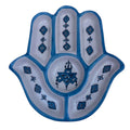 Handmade Tunisian Ceramic Hamsa Serving Platter – Light blue and white