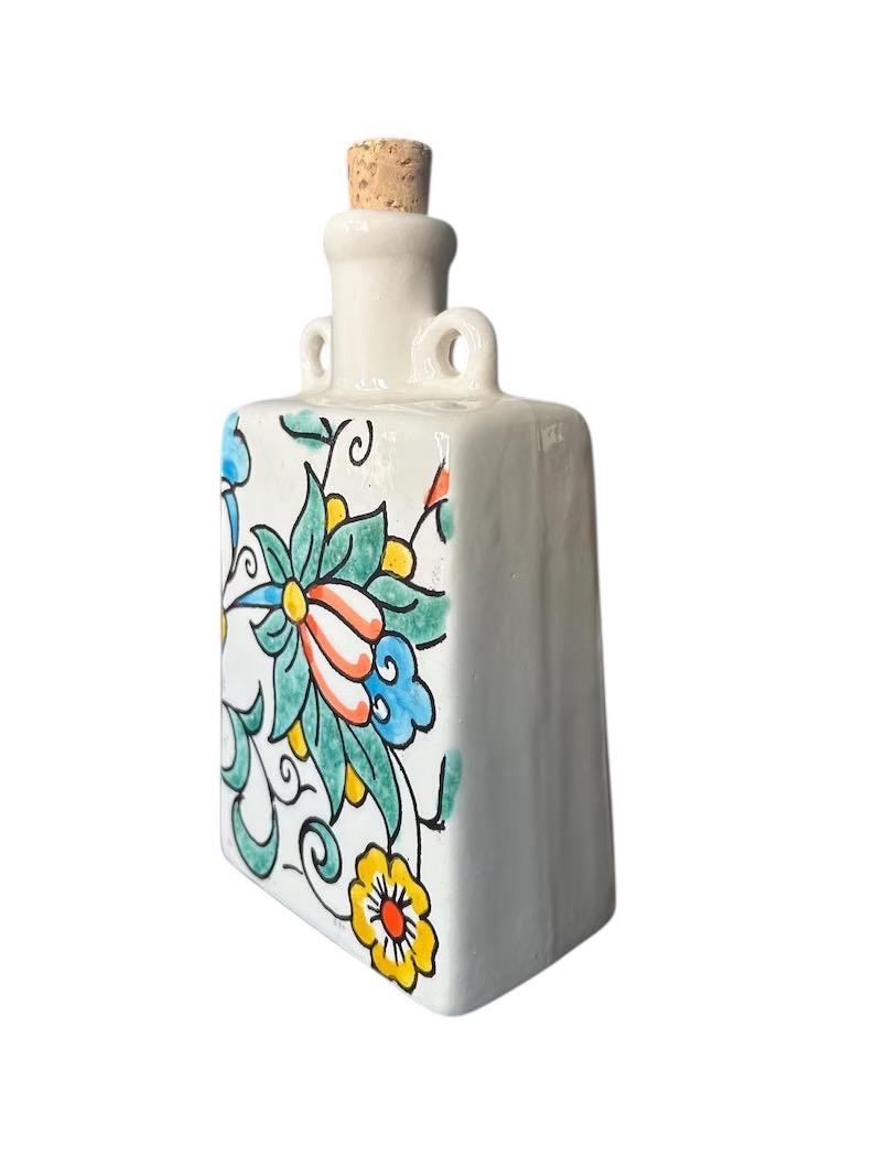 Handmade Tunisian Ceramic Oil Pourer - Floral Design