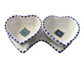 Handmade Ceramic Double Heart Dish | Blue & White Serving Bowl