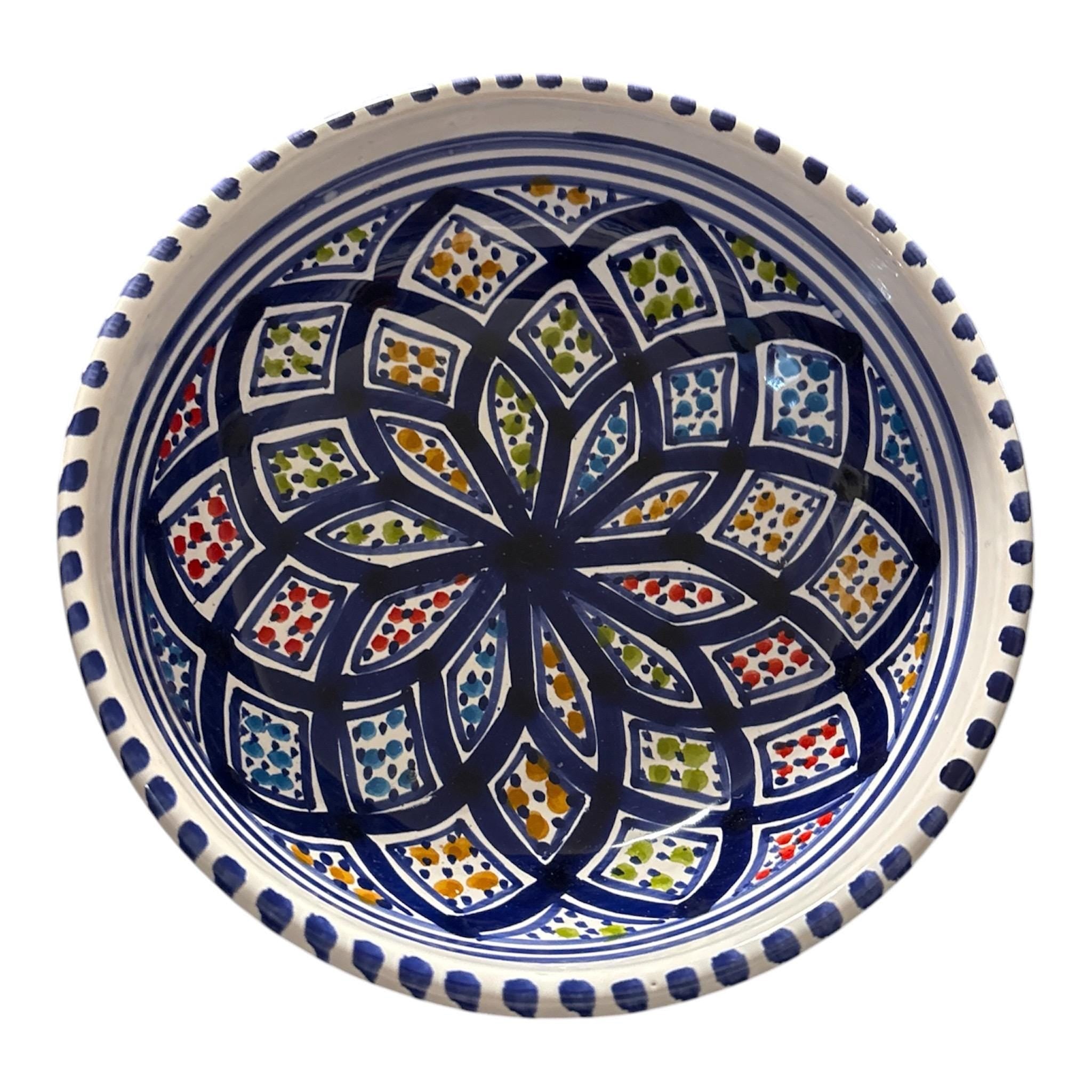 Handcrafted Tunisian Ceramic Bowl Set | Hand-Painted Serving & Salad Bowls | Artisan Mediterranean Tableware |