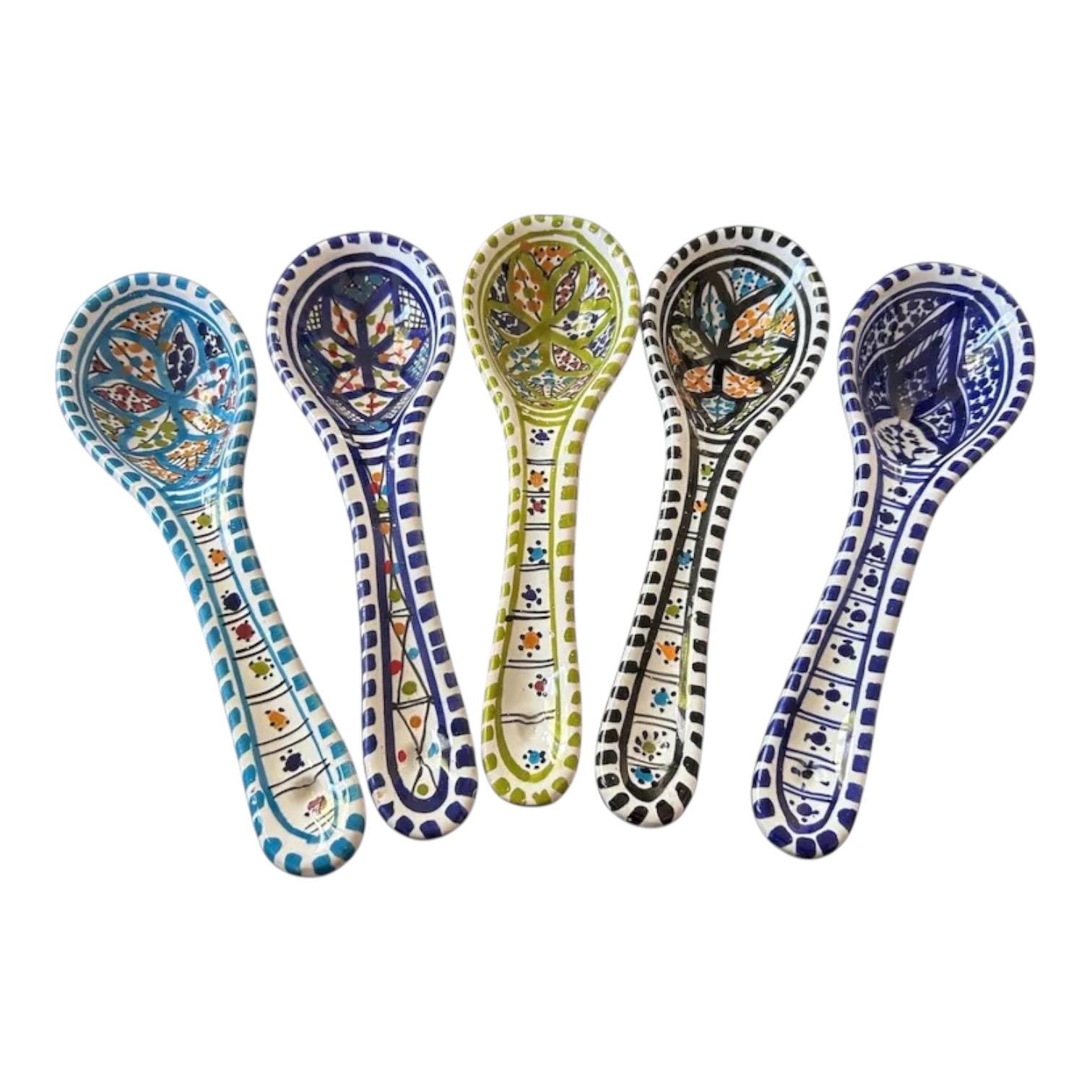 Handmade Tunisian Ceramic Spoon Rest | Colorful Mediterranean Kitchen Decor - Black