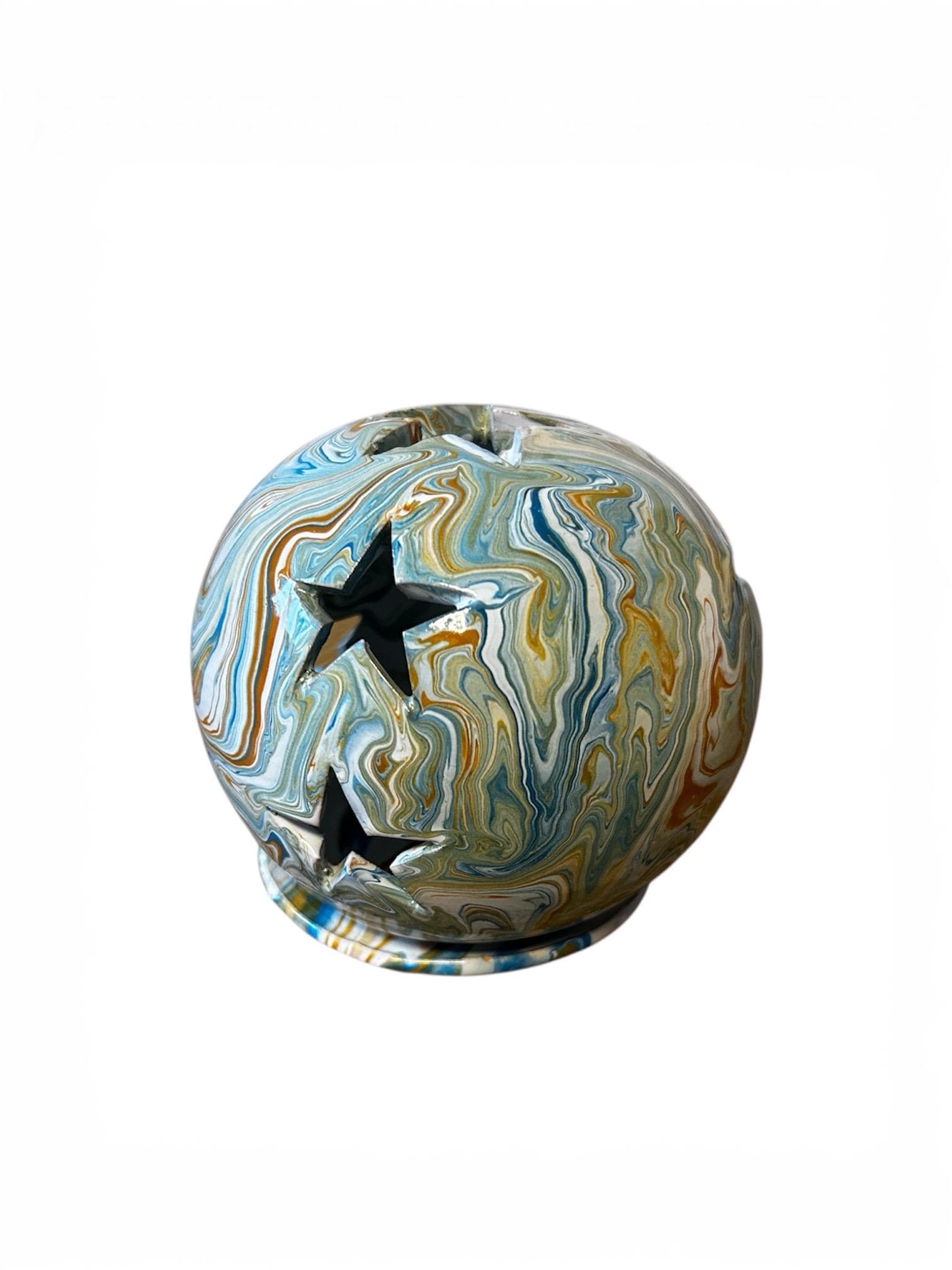 Handmade Tunisian Ceramic Star Wax Burner – Two-Piece Spherical Oil Warmer
