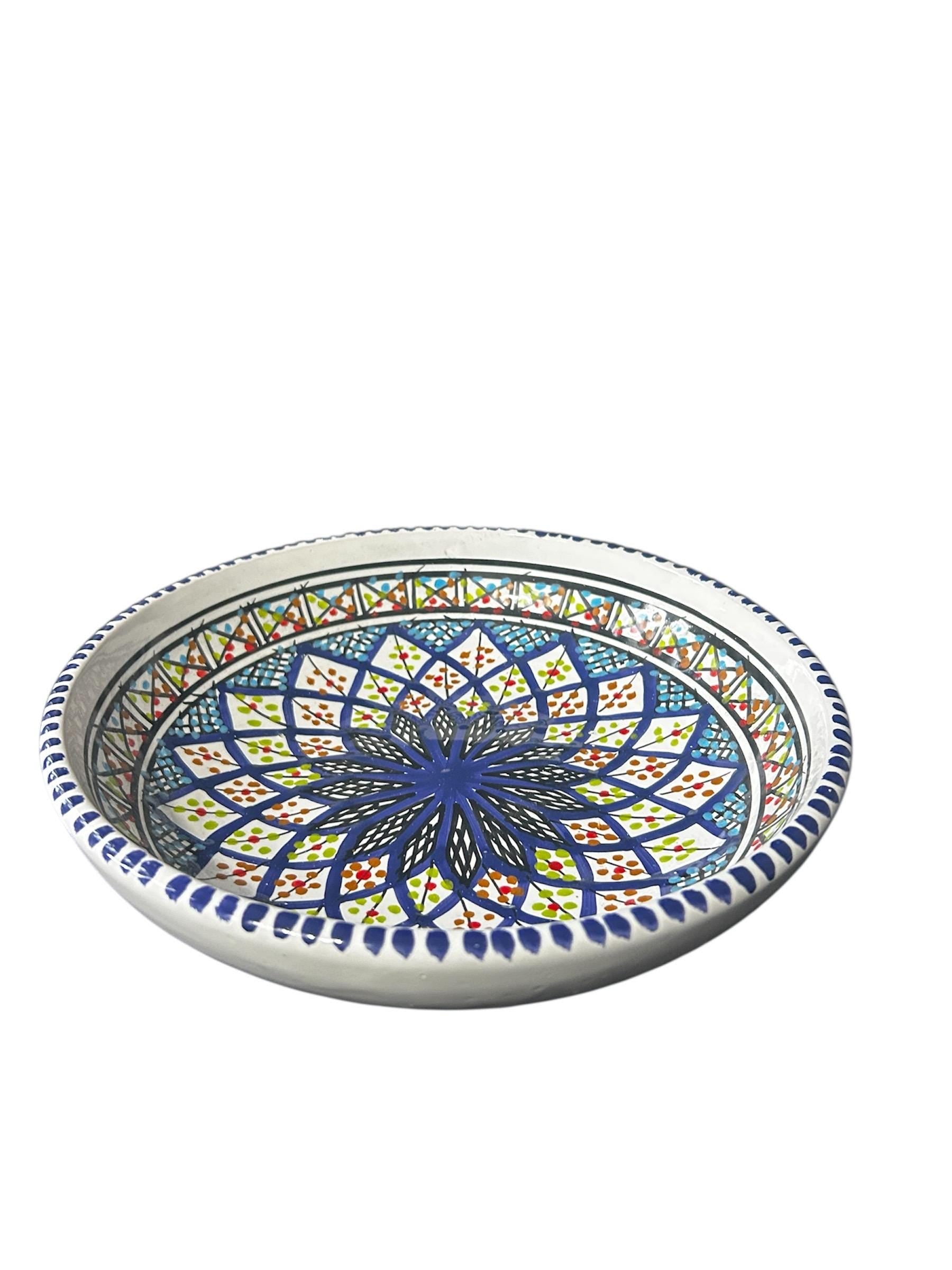Handmade Tunisian Ceramic Bowl – Patterned Serving Dish, Eid Gift