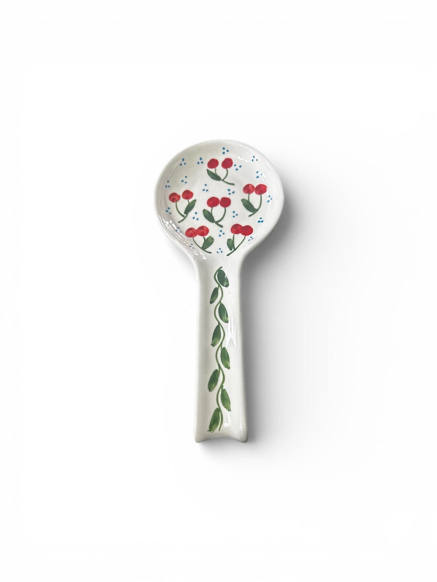 Hand-Painted Ceramic Spoon Rest – Extra Large 30cm – Mediterranean Kitchen Decor