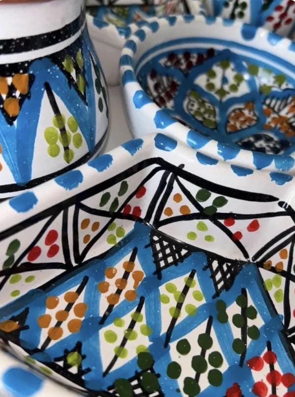 Handmade Tunisian Coffee Set – 8 Piece Hand-Painted Coffee Set