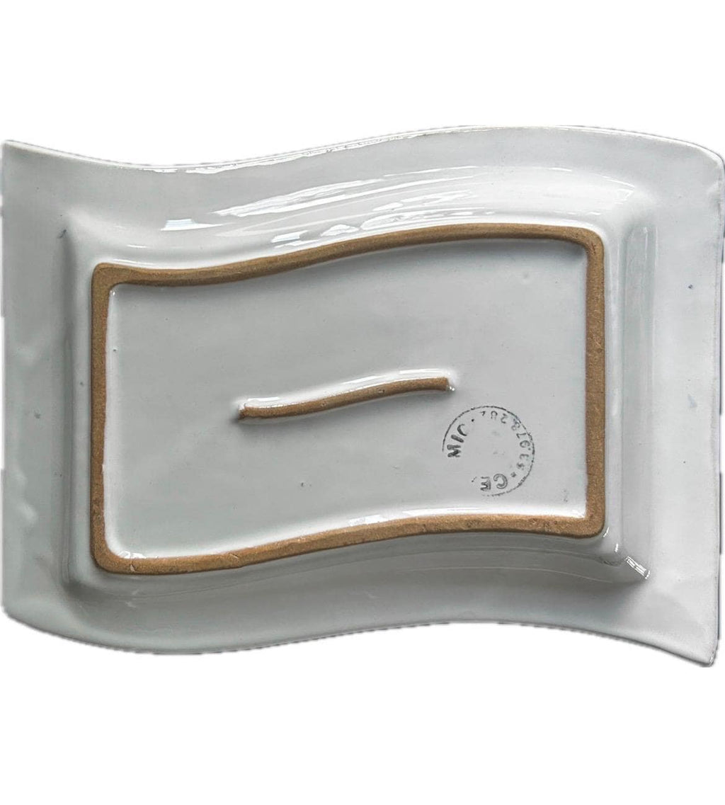 Hand-Painted Tunisian Rectangular Serving Plate With Wavy Edge | Large & Small Side Dish