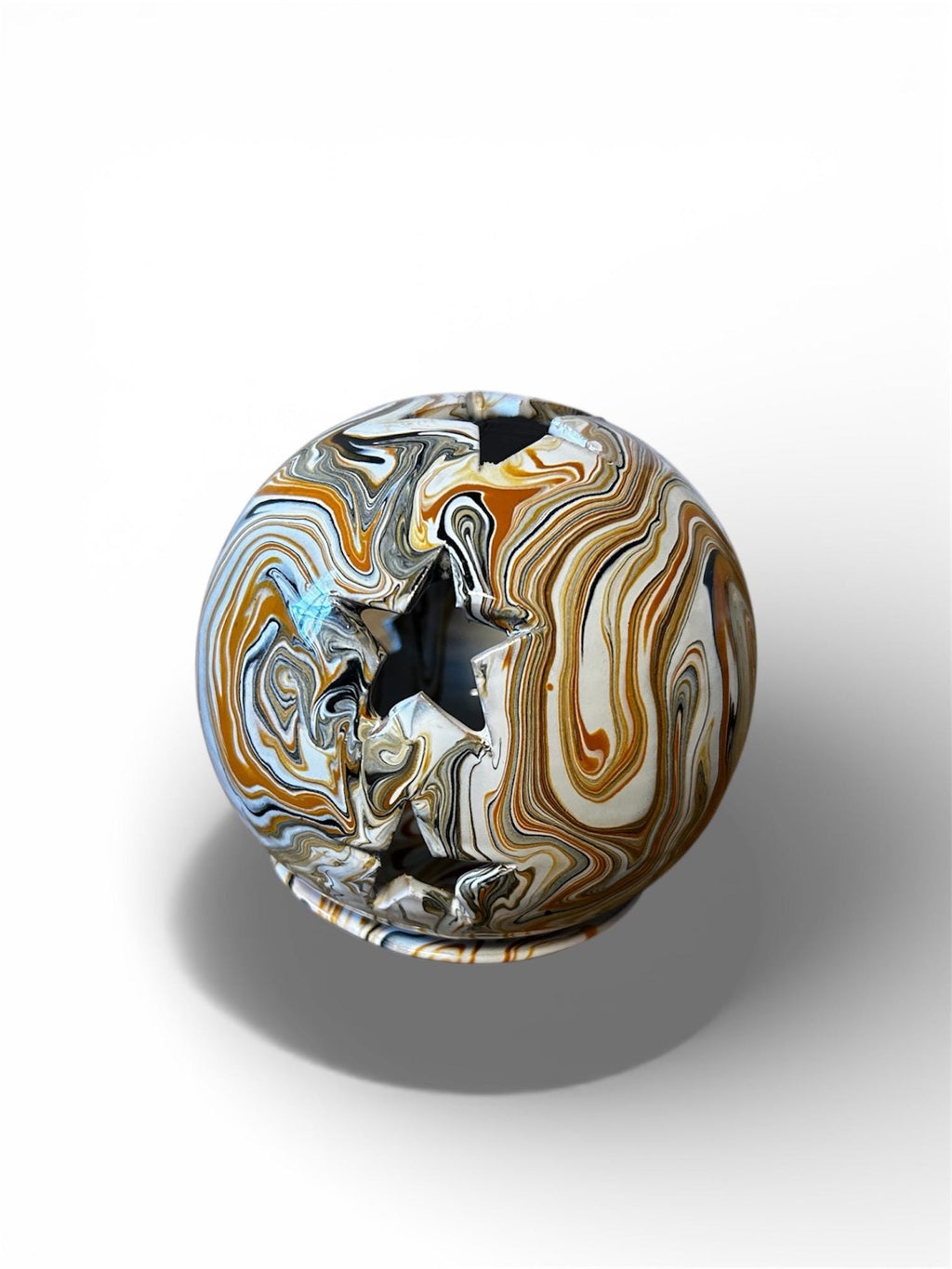 Handmade Tunisian Ceramic Star Wax Burner – Two-Piece Spherical Oil Warmer