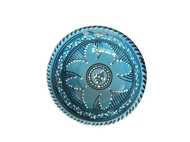 Hand-Painted Tunisian Ceramic Dip Bowl (10cm) | Small Snack & Condiment Dish | Colourful Pottery