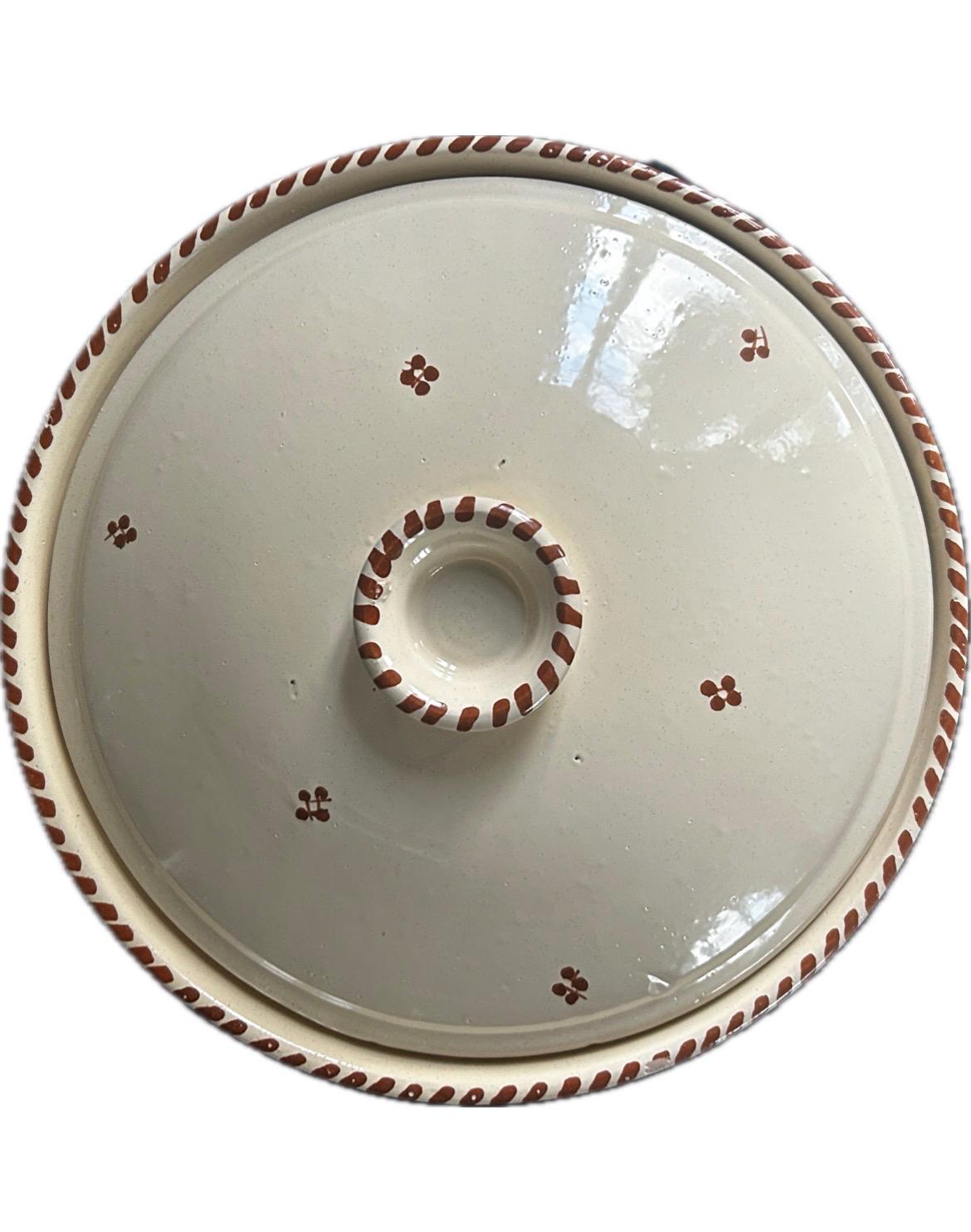 Handmade Tunisian Ceramic Tagine Base | Traditional Hand-Painted Serving Dish