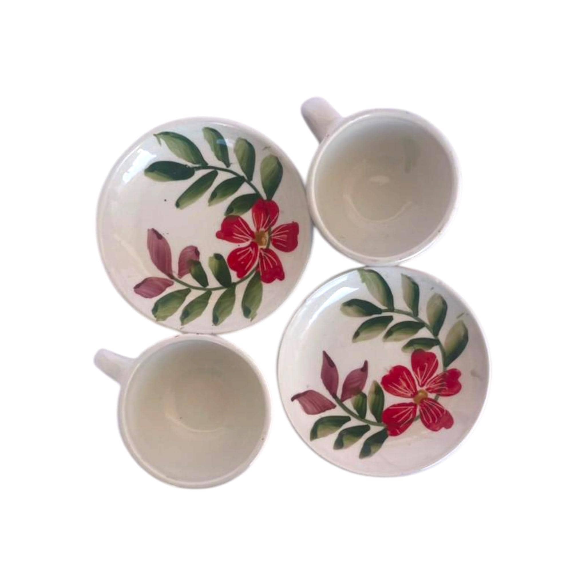 Hand-Painted Tunisian Ceramic Cup and Saucer Set | Mediterranean Floral Tableware