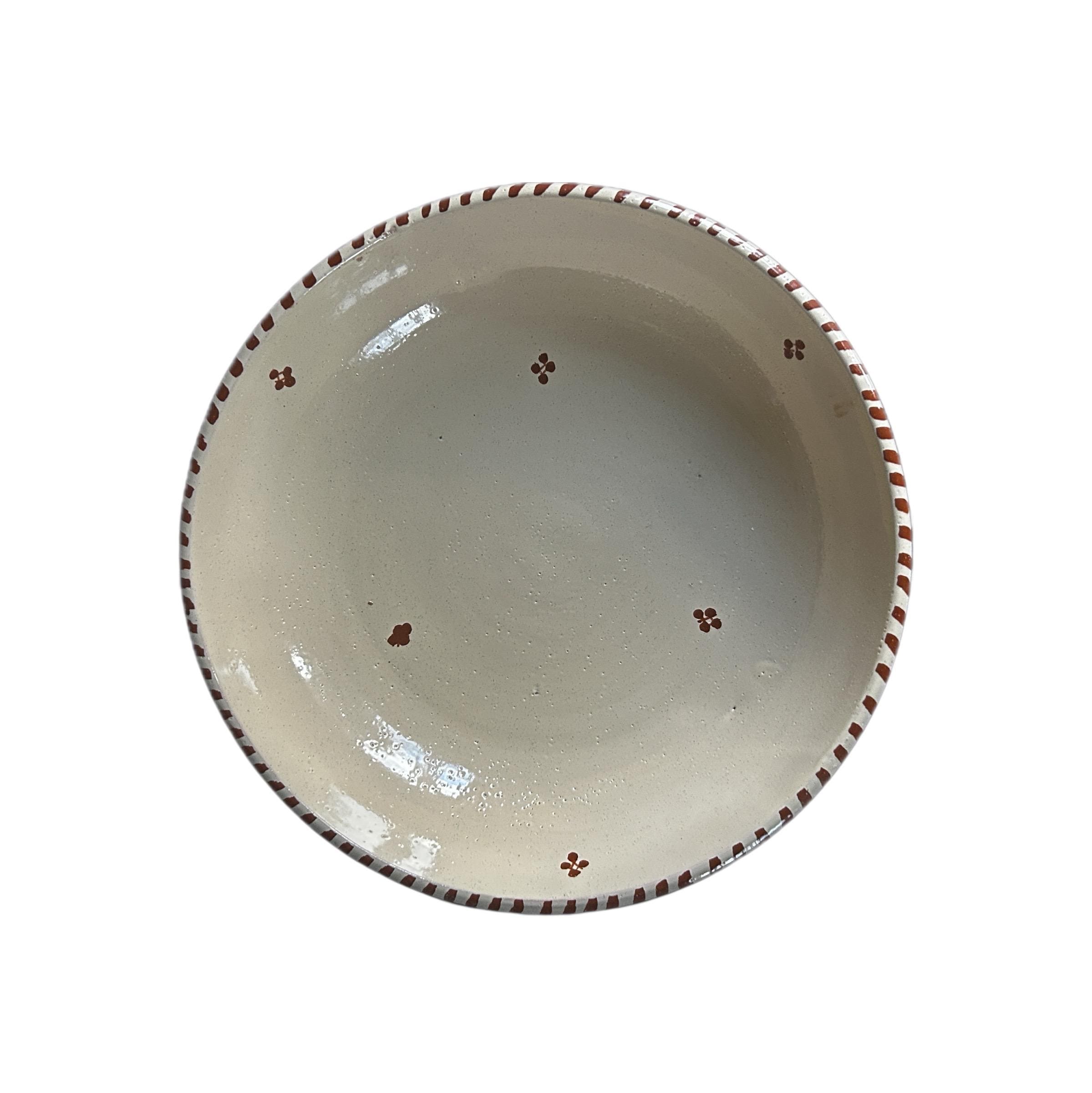 Handmade Tunisian Ceramic Pasta Bowl (25cm) | Large Shallow Serving Bowl | Rustic Hand-Painted Pottery Dish