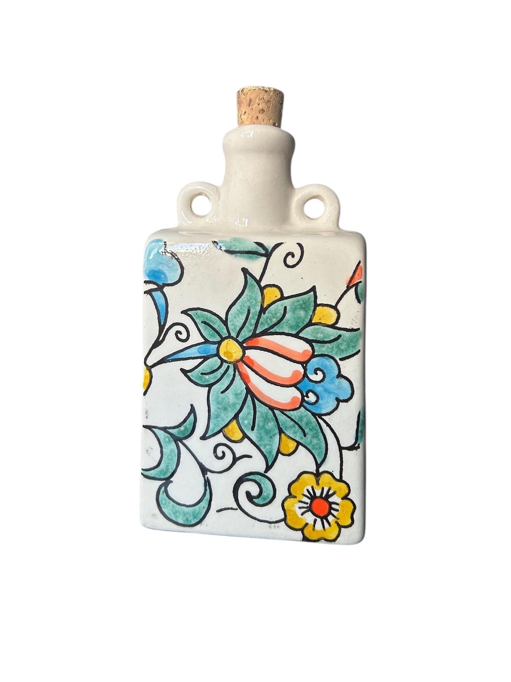 Handmade Tunisian Ceramic Oil Pourer - Floral Design
