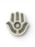 Handmade Tunisian Hamsa Dish – Ceramic Meze Platter, Green & White