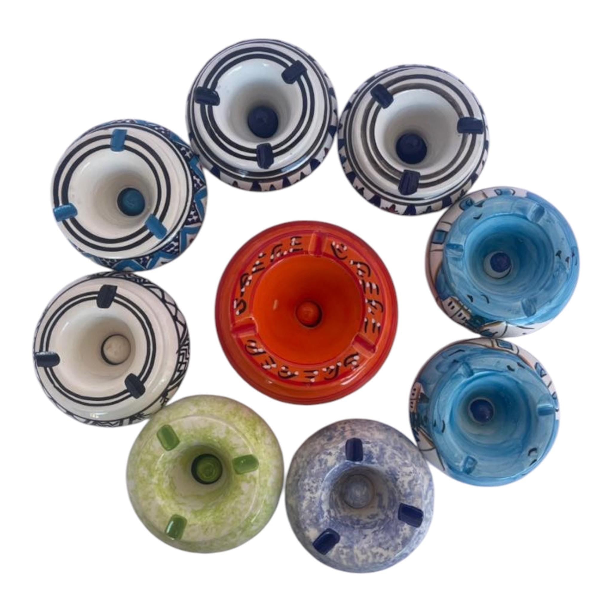 Hand-Painted Ceramic Ashtray | Tunisian Artisan Piece, Mediterranean Decor