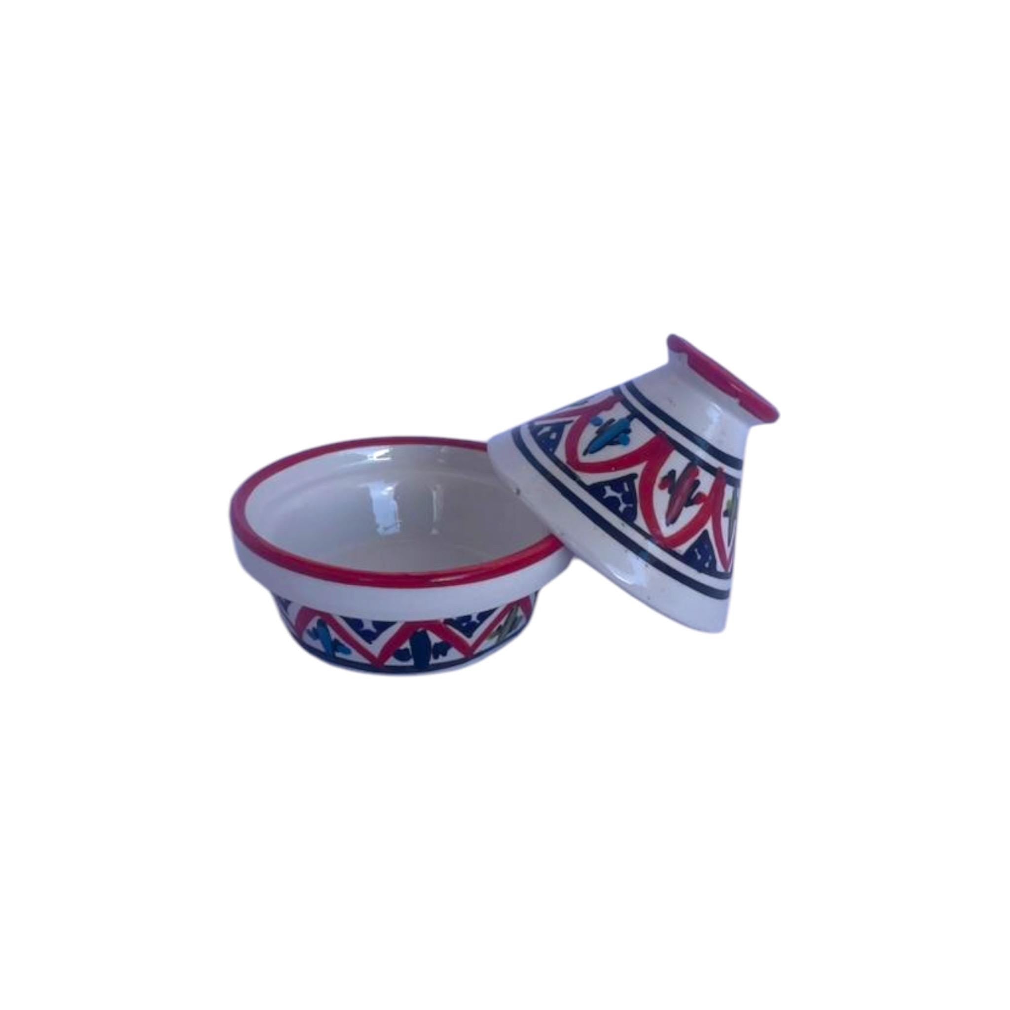 Handcrafted Tunisian Ceramic Mini Tagine Dish | Hand-Painted Serving Pot | Artisan Tableware | Mediterranean Home Decor