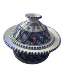 Handmade Ceramic Tagine | Blue Patterned Serving Dish, Tunisian Kitchenware