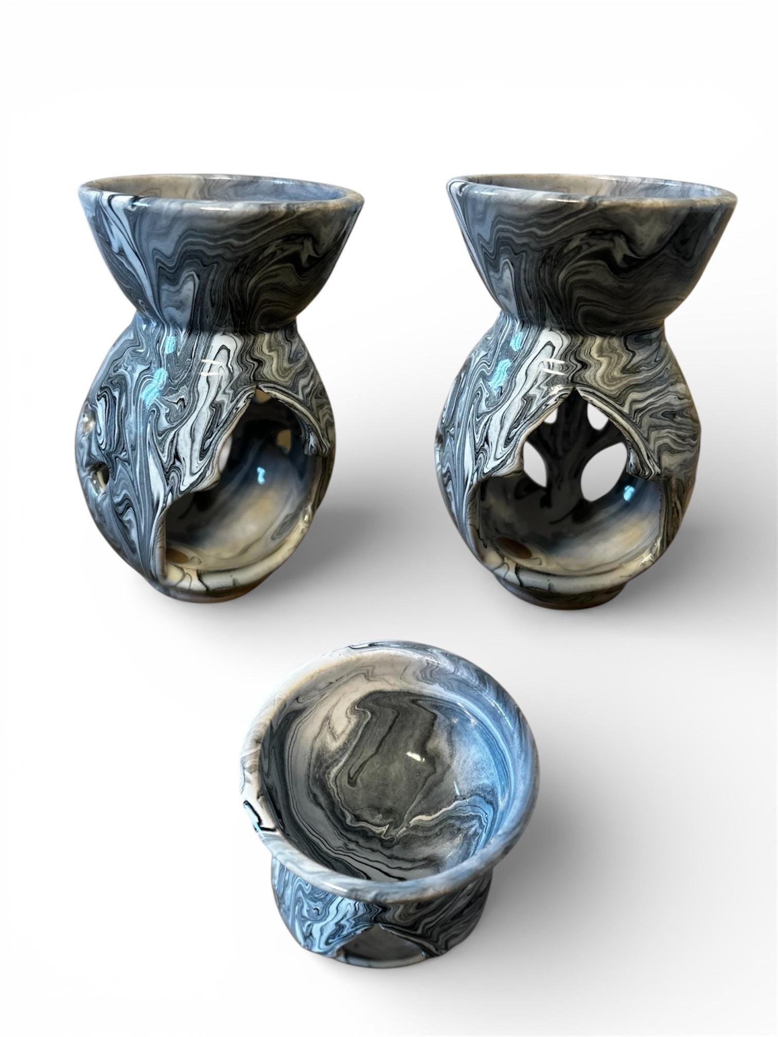 Handmade Ceramic Wax & Oil Burner – Marbled Finish