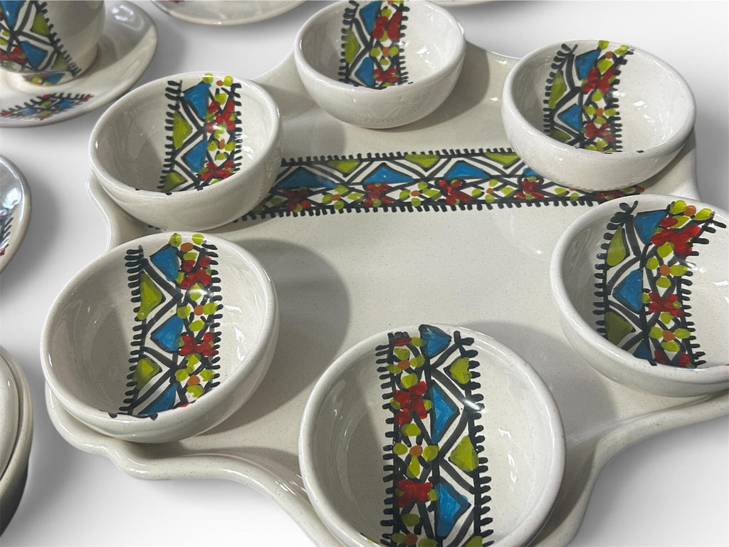 Hand-Painted Tunisian Ceramic Tea Set | 20-Piece Meze Tableware