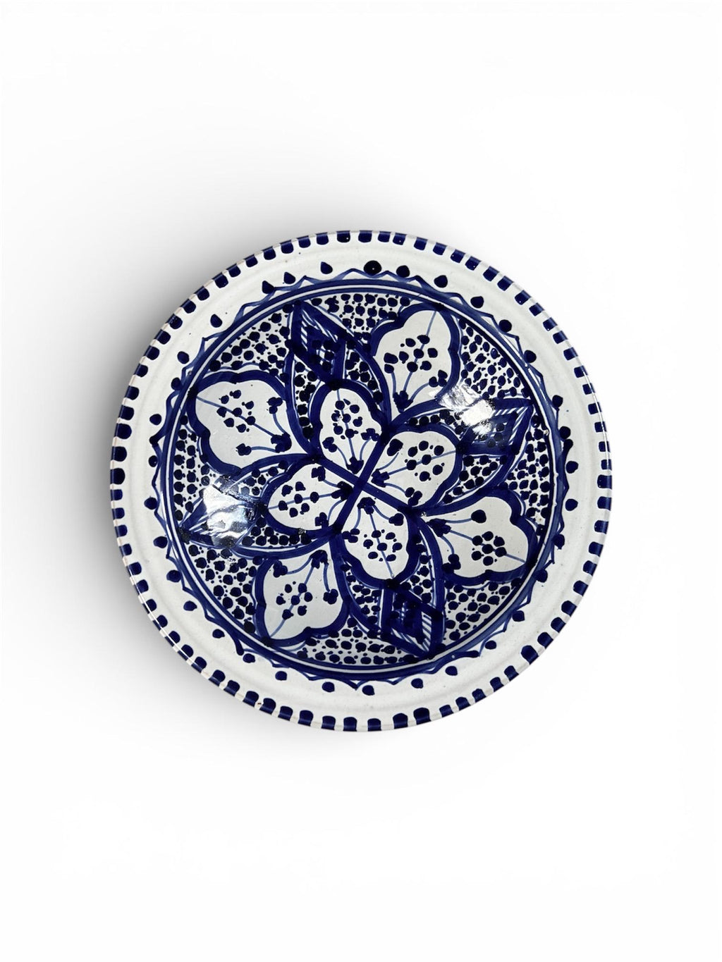 Hand-Painted Tunisian Ceramic Plate | Handmade Everyday Shallow Bowl