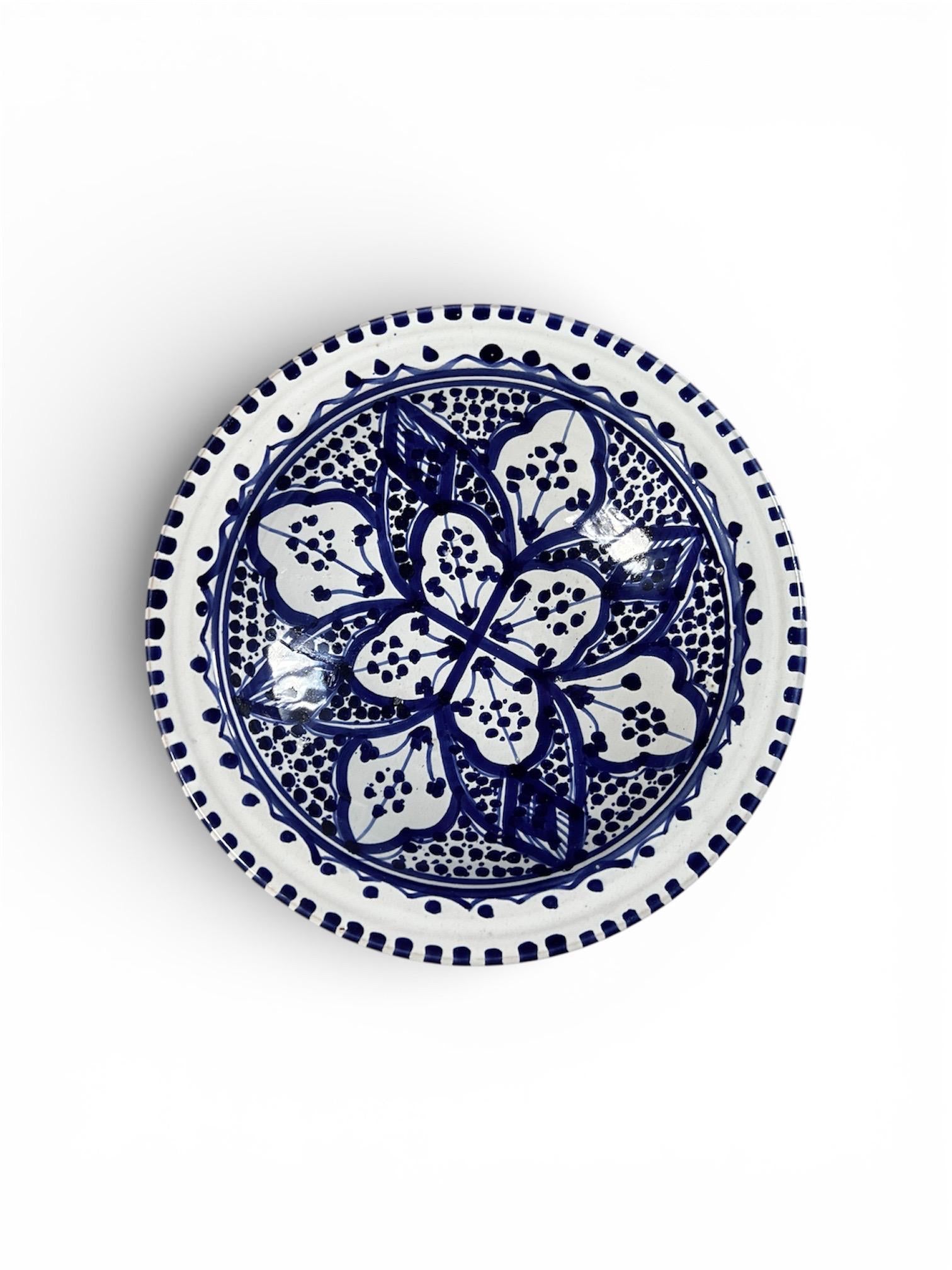 Hand-Painted Tunisian Ceramic Plate | Handmade Everyday Shallow Bowl