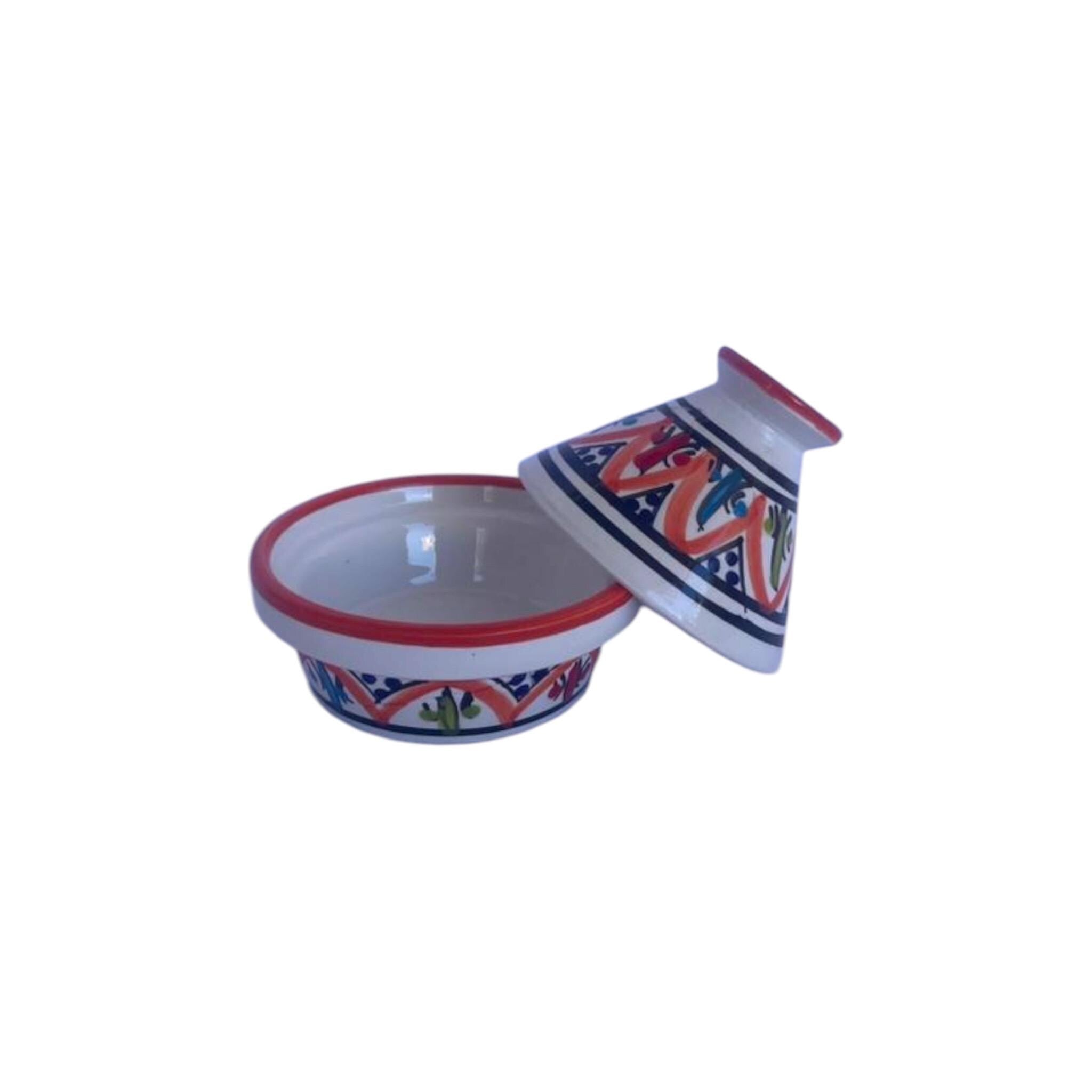 Handcrafted Tunisian Ceramic Mini Tagine Dish | Hand-Painted Serving Pot | Artisan Tableware | Mediterranean Home Decor