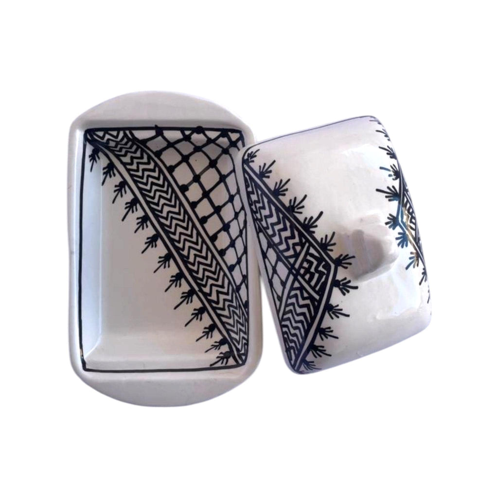 Ceramic Butter Dish with Lid | Hand-Painted Tunisian Kitchenware | Mediterranean Butter Keeper | Artisan Kitchen Decor