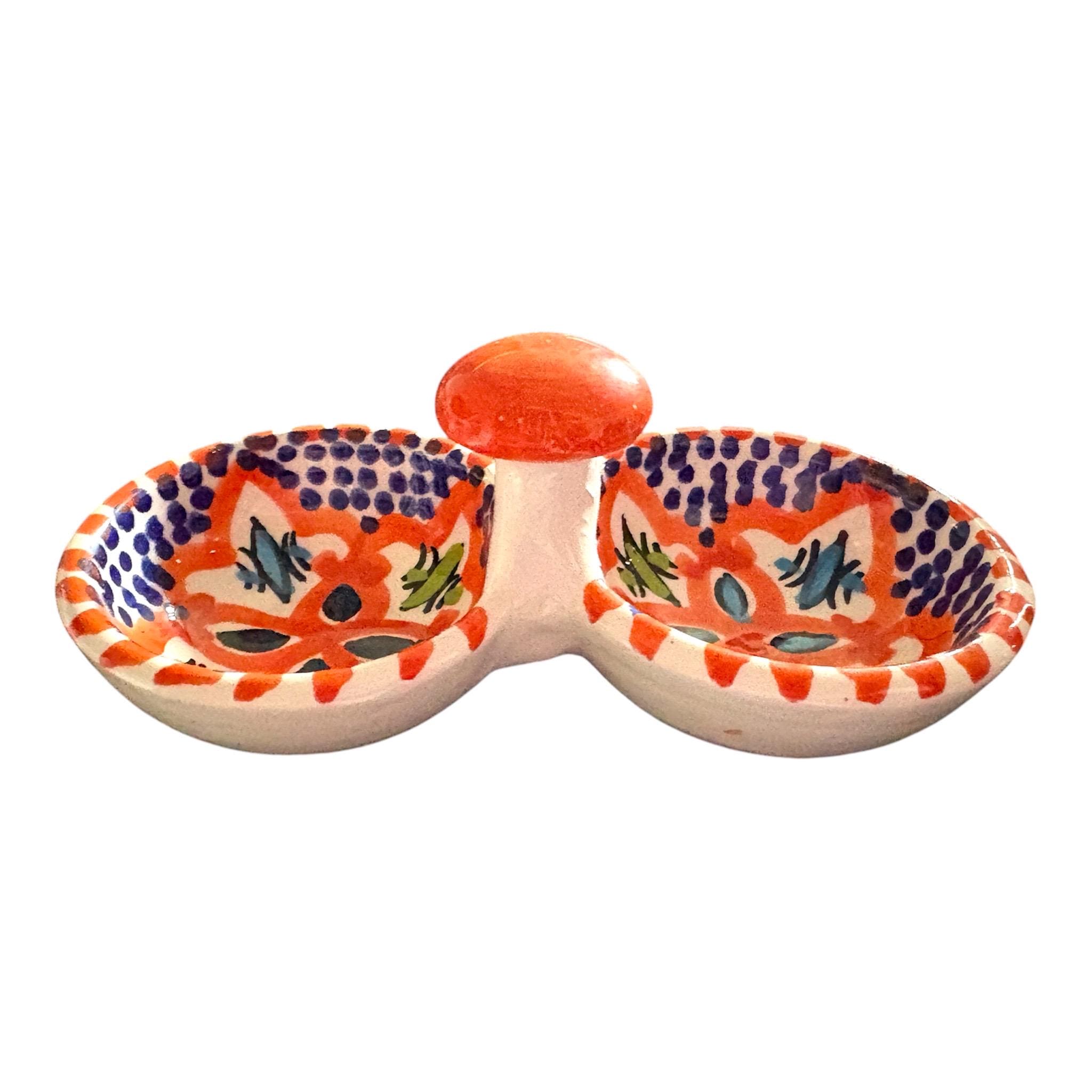 Hand-Painted Tunisian Ceramic Serving Dish | Artisan Dip & Snack Serving