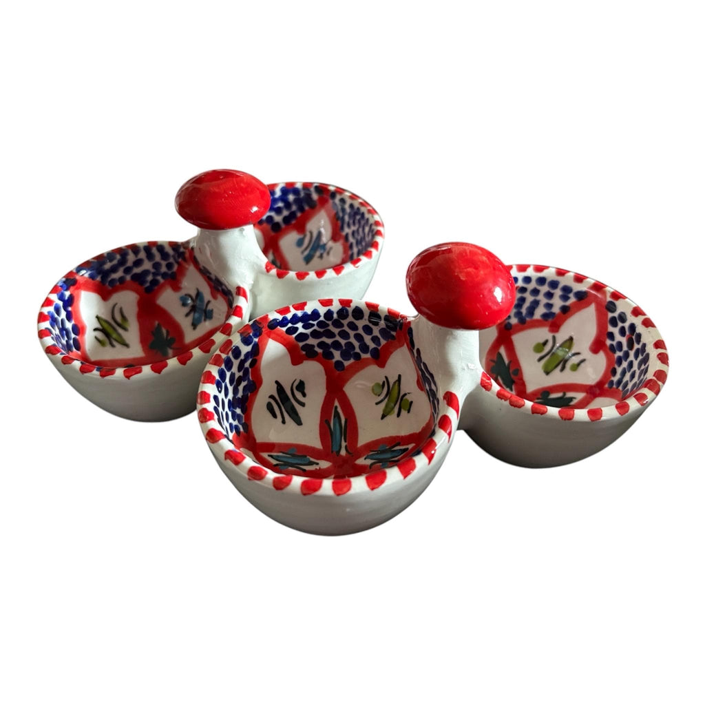 Hand-Painted Tunisian Ceramic Serving Dish | Artisan Dip & Snack Serving | Red
