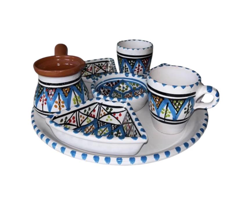 Handmade Tunisian Coffee Set – 8 Piece Hand-Painted Coffee Set