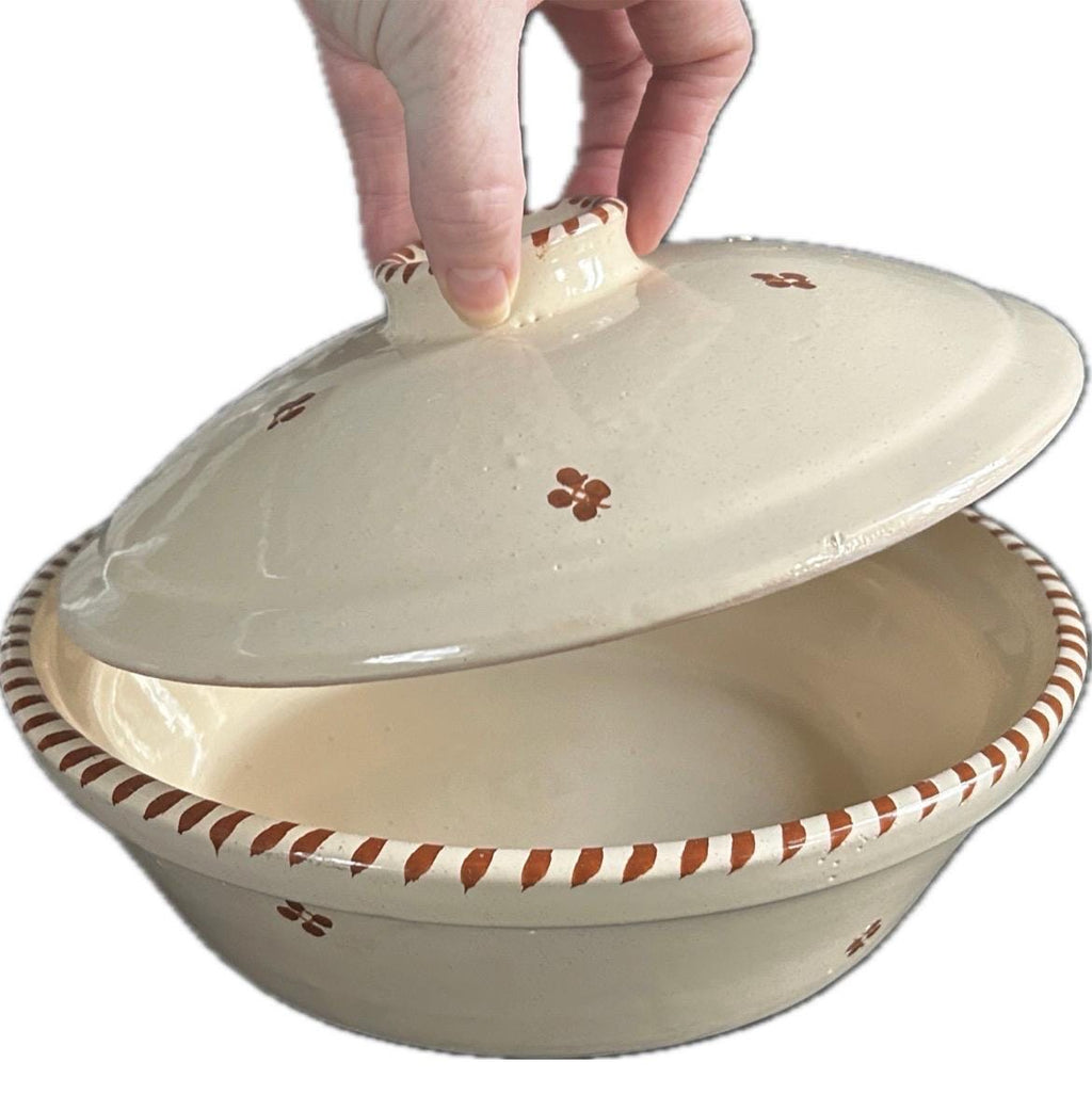 Handmade Tunisian Ceramic Tagine Base | Traditional Hand-Painted Serving Dish