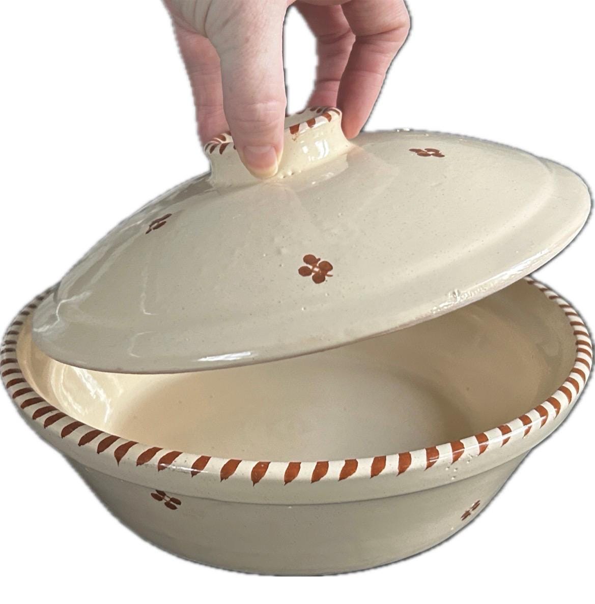 Handmade Tunisian Ceramic Tagine Base | Traditional Hand-Painted Serving Dish