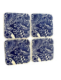 Hand-Painted Blue Ceramic Coasters | Tunisian Artisan Mediterranean Home Decor