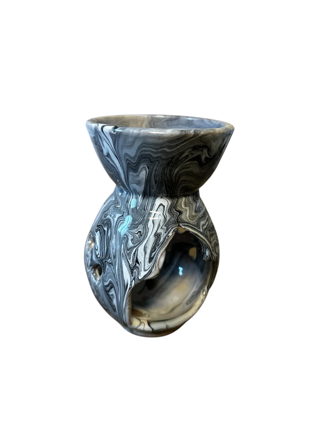Handmade Ceramic Wax & Oil Burner – Marbled Finish