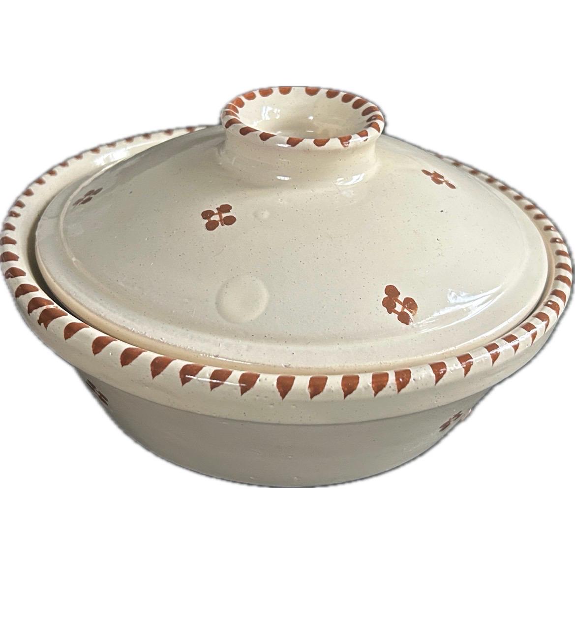 Handmade Tunisian Ceramic Tagine Base | Traditional Hand-Painted Serving Dish