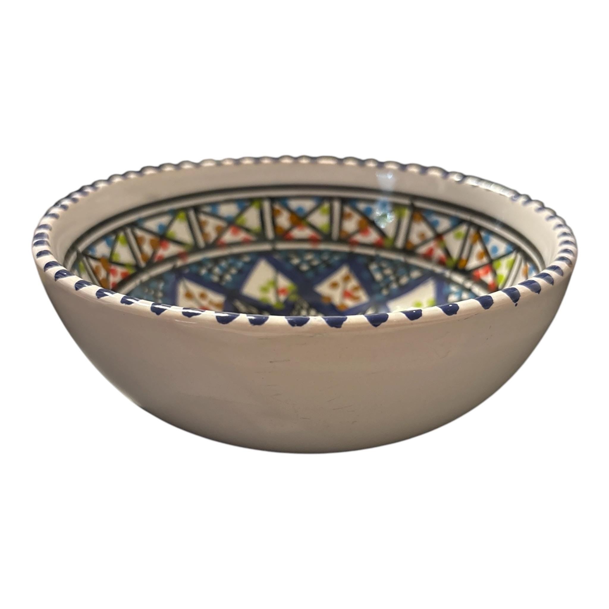 Handcrafted Tunisian Ceramic Bowl Set | Hand-Painted Serving & Salad Bowls | Artisan Mediterranean Tableware |