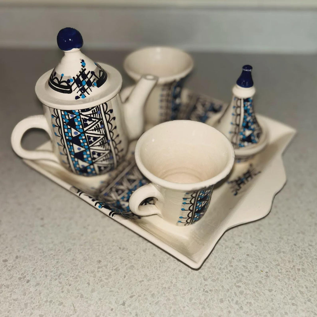 Handmade Tunisian Coffee Set – 5 Piece Hand-Painted Coffee Set