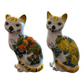 Hand-Painted Ceramic Cat Ornament | Fruit Floral Mediterranean Home Decor