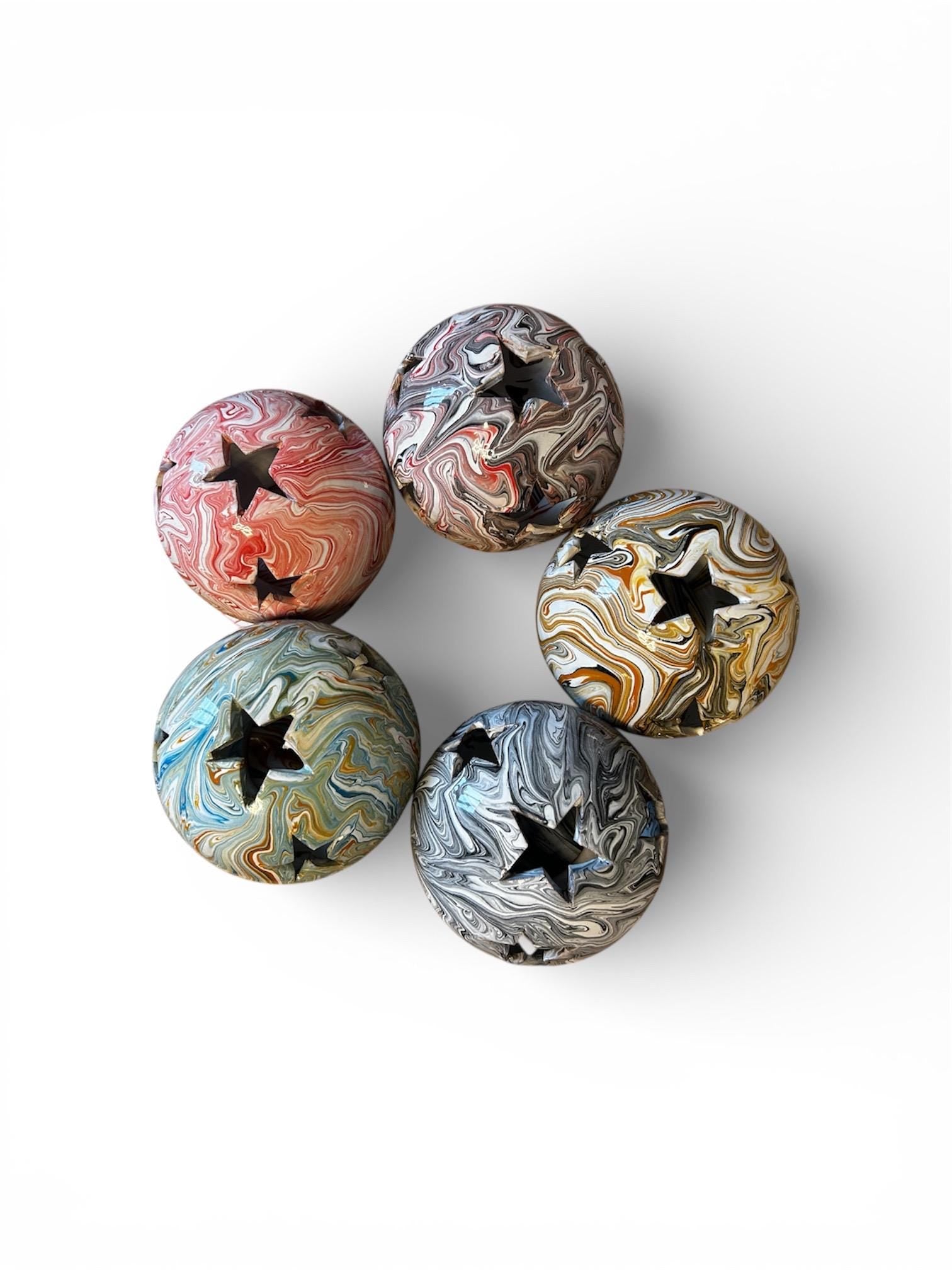 Handmade Tunisian Ceramic Star Wax Burner – Two-Piece Spherical Oil Warmer