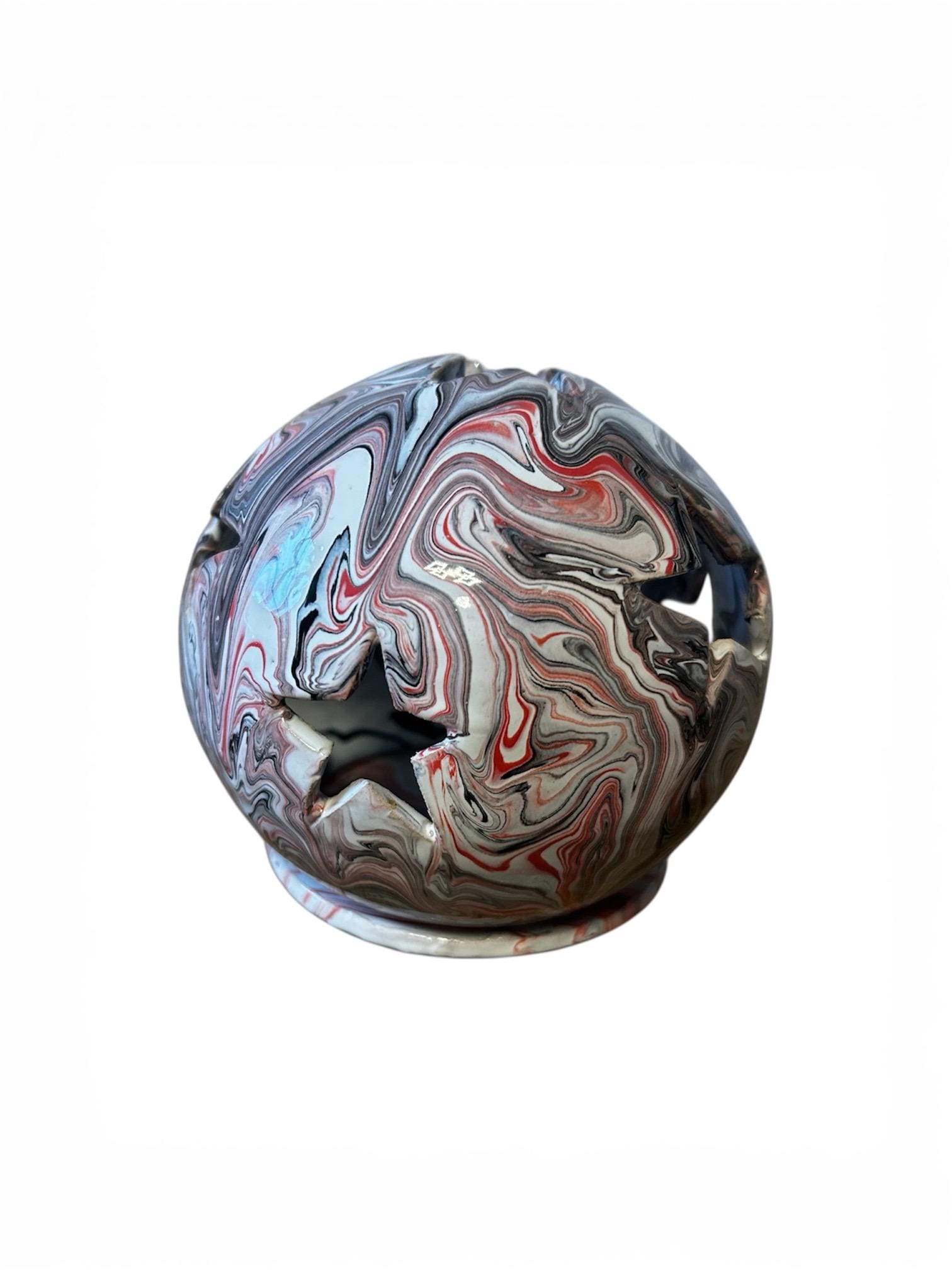 Handmade Tunisian Ceramic Star Wax Burner – Two-Piece Spherical Oil Warmer