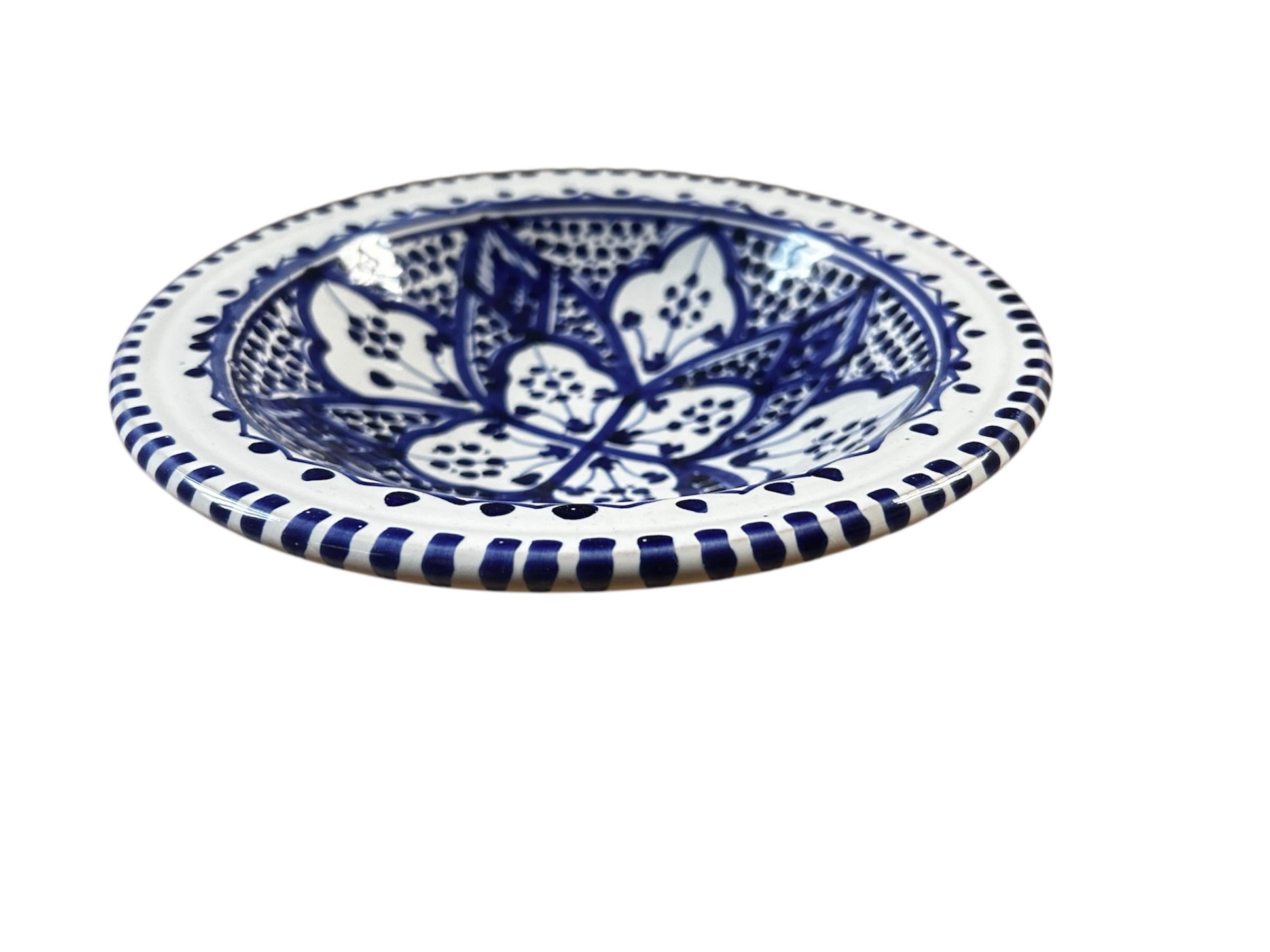 Hand-Painted Tunisian Ceramic Plate | Handmade Everyday Shallow Bowl