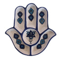 Handmade Tunisian Ceramic Hamsa Serving Platter – Dark blue and white