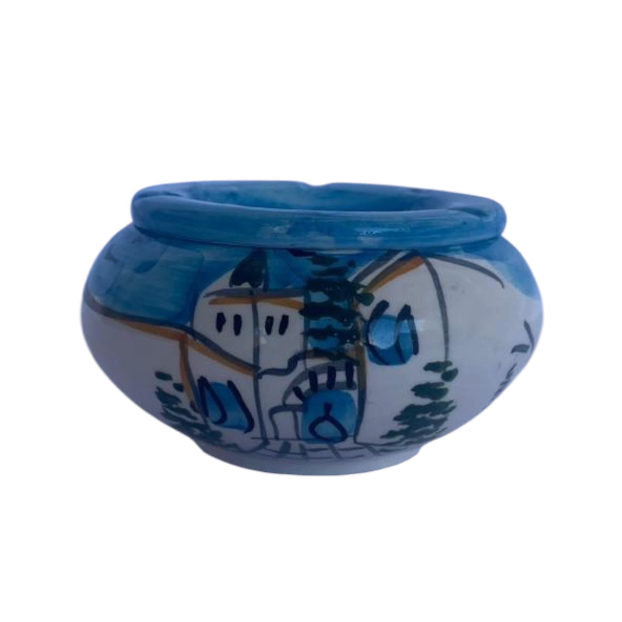 Hand-Painted Ceramic Ashtray | Tunisian Artisan Piece, Mediterranean Decor