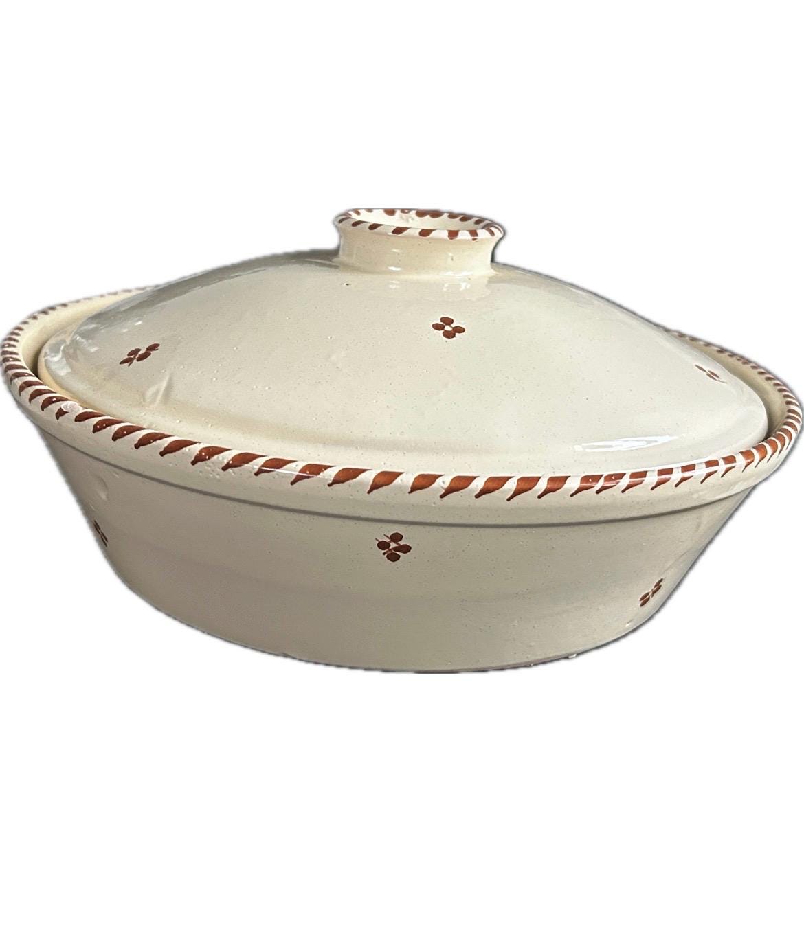 Handmade Tunisian Ceramic Tagine Base | Traditional Hand-Painted Serving Dish