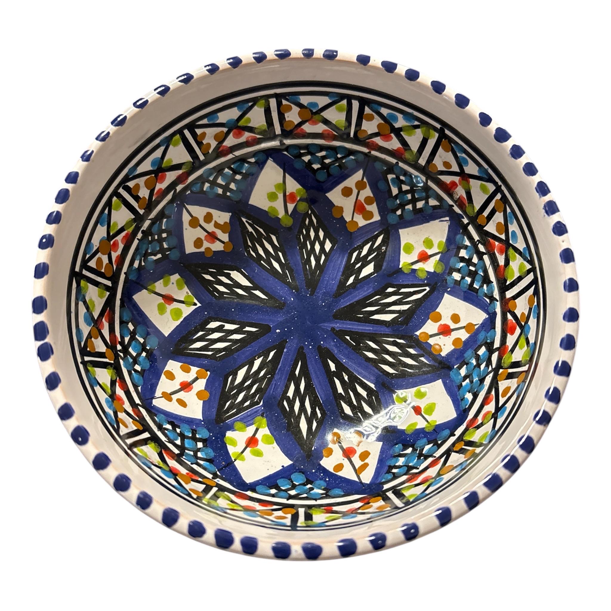 Handcrafted Tunisian Ceramic Bowl Set | Hand-Painted Serving & Salad Bowls | Artisan Mediterranean Tableware |