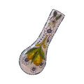 Large Ceramic Spoon Rest (26cm) | Hand-Painted Tunisian Kitchenware - White lemon design