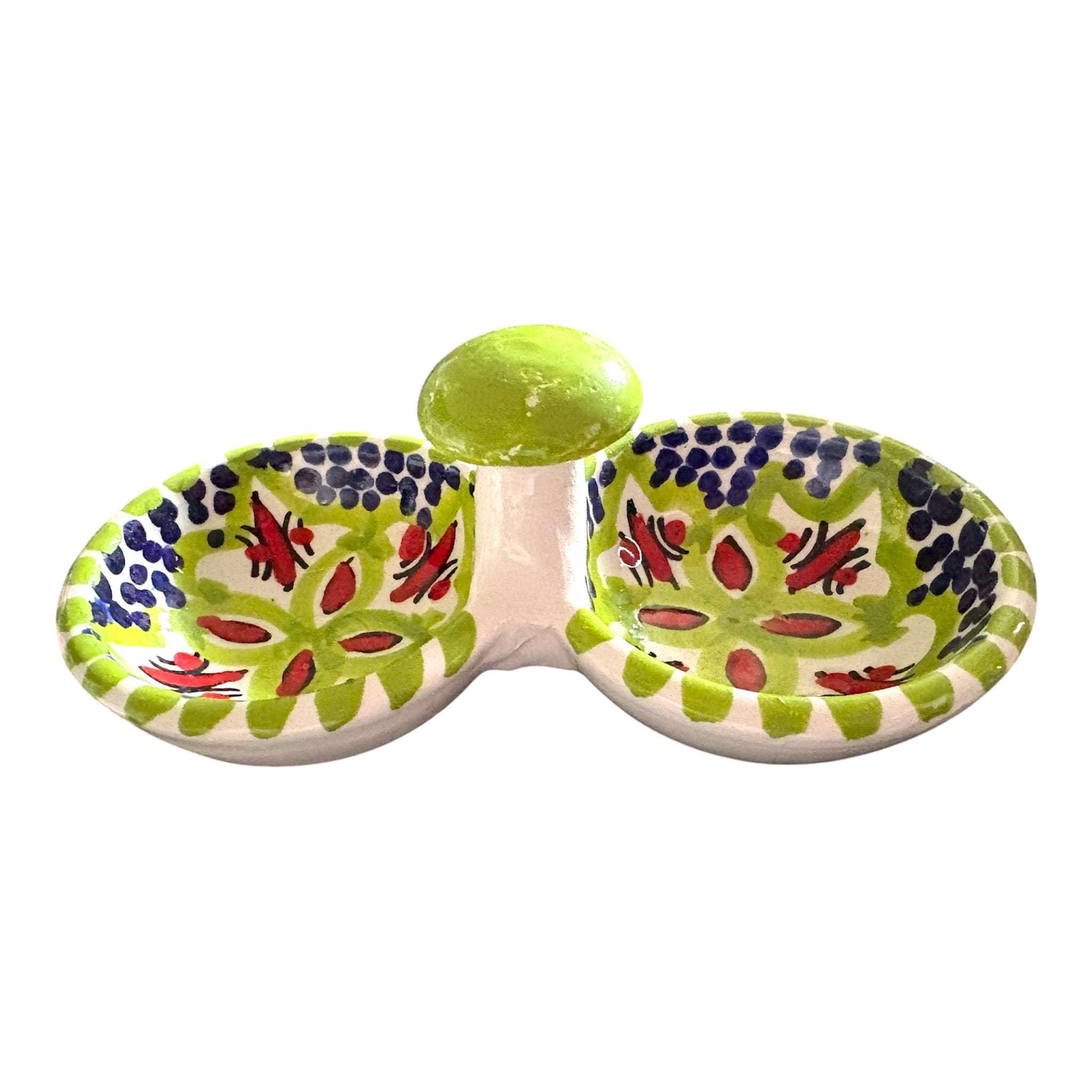 Hand-Painted Tunisian Ceramic Serving Dish | Artisan Dip & Snack Serving