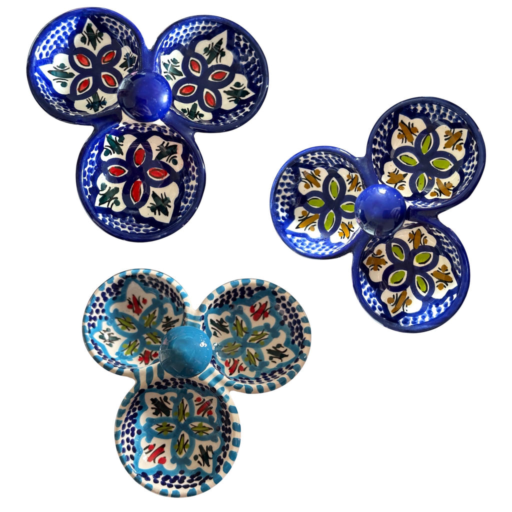 Hand-Painted Tunisian Ceramic Serving Dish | Artisan Dip & Snack Serving