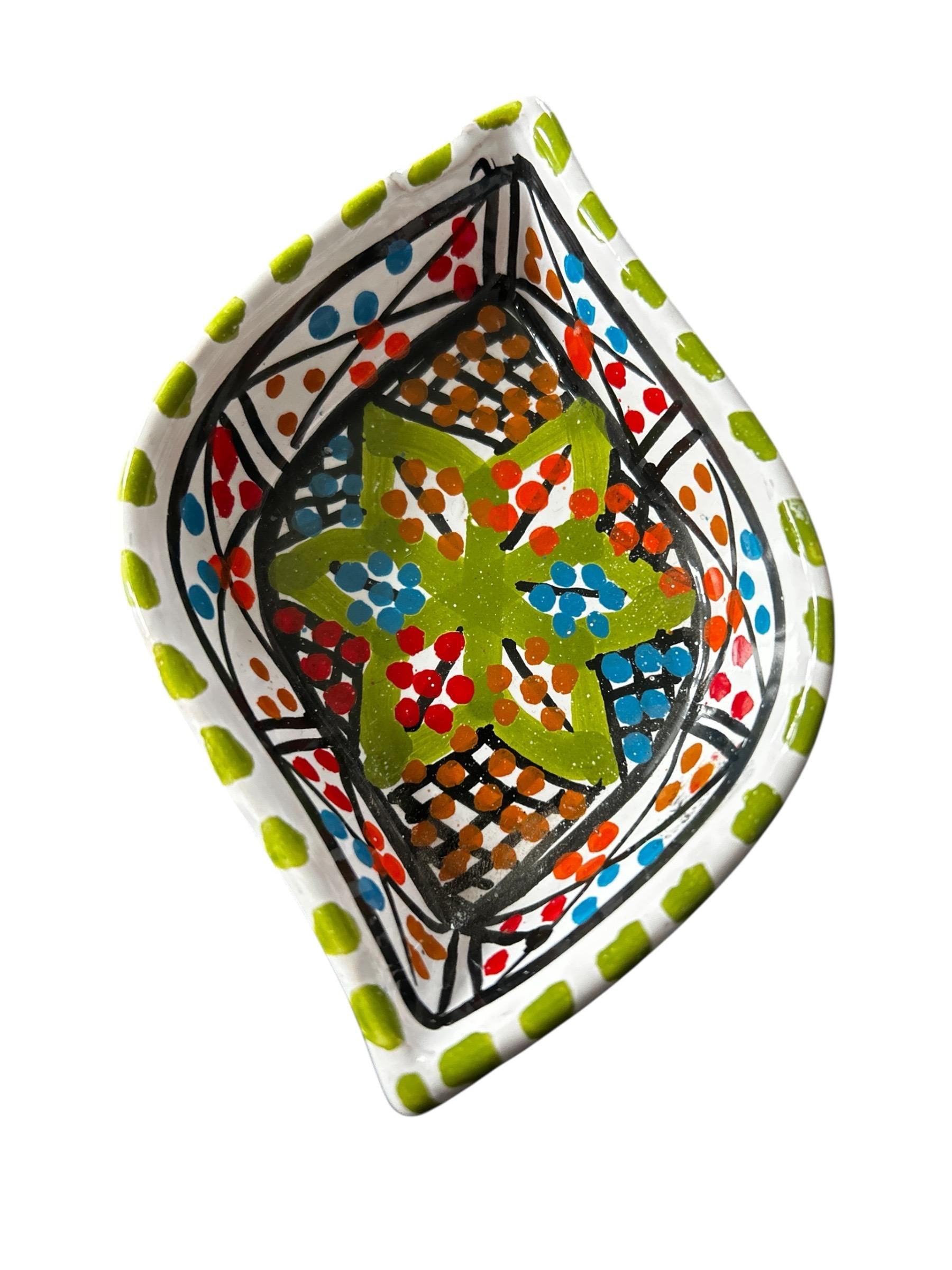 Hand-Painted Tunisian Ceramic Dip Bowl | Small Snack & Condiment Dish | Colourful Pottery