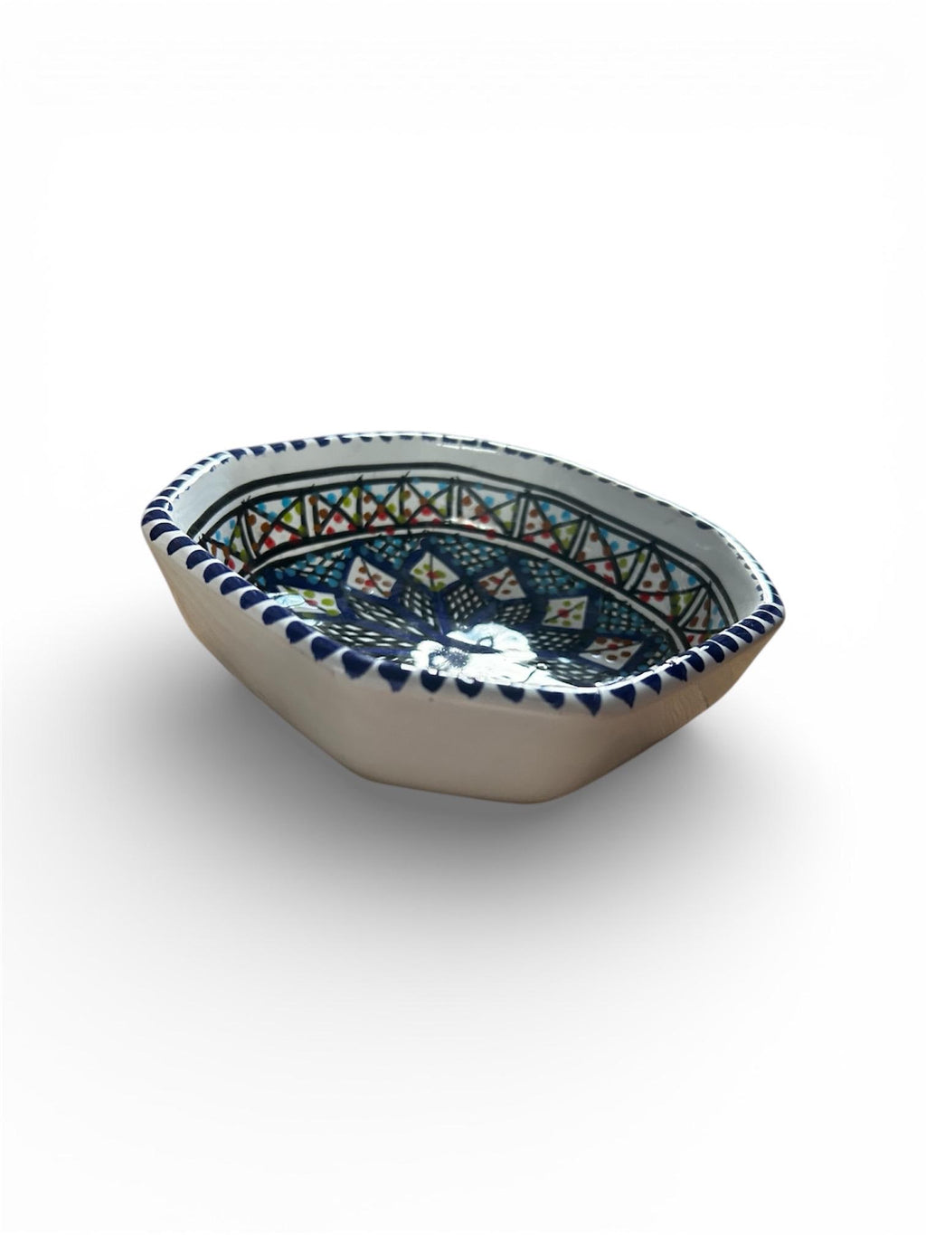 Set of 3 Square Ceramic Bowls | Handcrafted Tunisian Ceramic | Hand-Painted Artisan Tableware